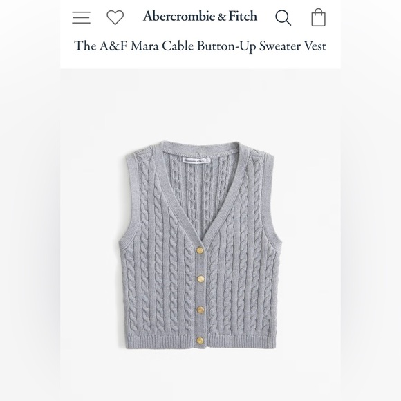 The A&F Mara Cable Button-Up Sweater Vest - Picture 2 of 8